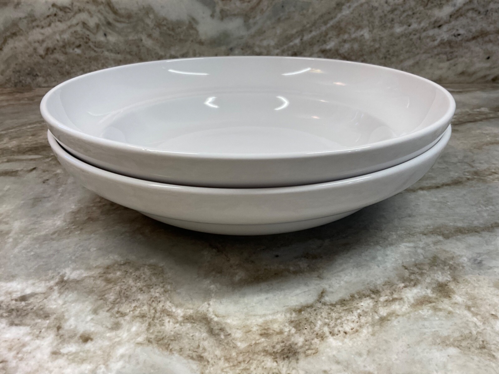 Fine Porcelain Pasta Bowls Euro Ceramica White Essential. Set Of 2 New.