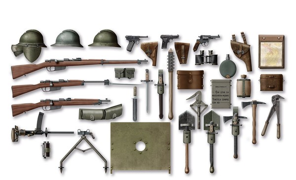 Wwi Italienische Infanteriewaffe Und AusrüStung 1:35 Kunststoffmodellbausatz Icm-image