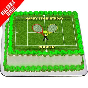 Tennis Court Cake Topper Edible Icing Image Personalised Birthday