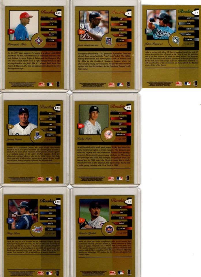 7-1998 Donruss Signature Series Signature Proofs Rookie baseball cards / 150 - Image 2 of 2