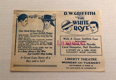 D W GRIFFITH WHITE ROSE UNFOLDED HERALD WRITTEN DIRECTED PRODUCED BY GRIFFITH