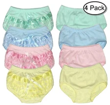 Diaper Cover Baby Bloomers  Cloth Lace Ruffle Toddler Girls Panties 4-Pack Rumba