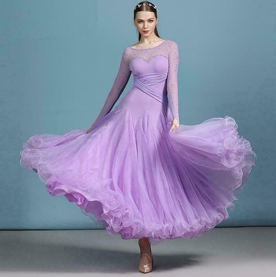 Womens Long Ball Gown Evening Ballroom Modern Tango Dance Rhinestone Dresses  2XL | eBay