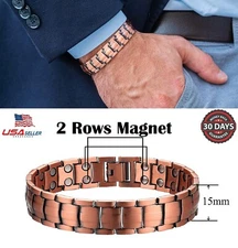 Men's Bracelet Magnetic Therapy Arthritis Pain Relief Pure Solid Copper Bangle