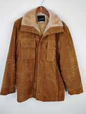 Vintage 70s Faux Fur Lined Velveteen Barn Chore Coat Jacket Tag L Fits Small