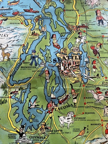 1936 Good Natured Map of Seattle, Washington Shrine Playground - Picture 12 of 14