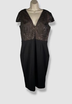 $268 Dress The Population Women's Black Beaded Sheath Dress Size XXL
