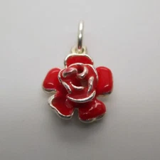 Sterling Silver ROSE Charm for Bracelet PENDANT Hand-Enameled PINK Yellow or RED