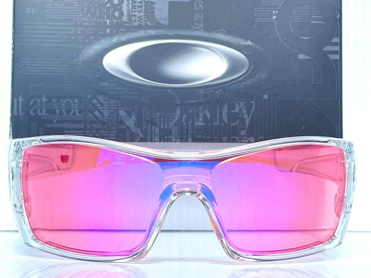 Oakley BATWOLF Clear Silver Icon POLARIZED Galaxy Pink Lens