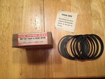 Vtg BURD 12 Piston Rings Graf-Flox For Racing Motors 3-3/4 x .020 x 3/32 & 1/8