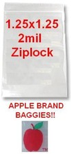 1000 APPLE BRAND BAGGIES 1.25x1.25  CLEAR RESEALABLE BAG 1,000 bag 1.25 125125