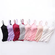 Women's Tank Tops Adjustable Strap Camisole With Built in Padded Bra Vest Cami