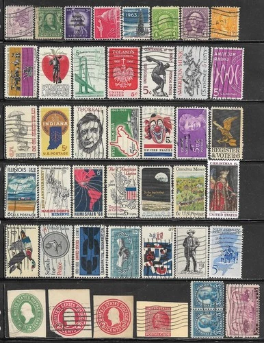 US United States Stamp Packet Lot of 43 Stamps off paper USA Collection used