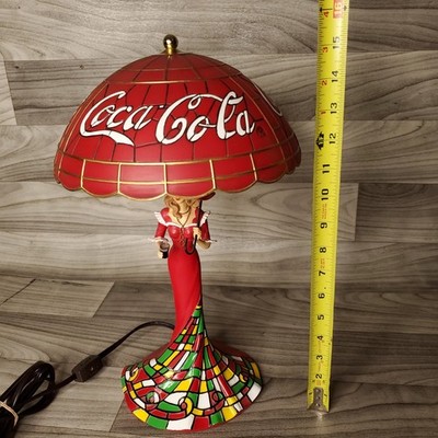 COCA-COLA Stained-Glass Lady Tiffany-Style Table Lamp by The