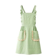 Small Cooking Apron with Pocket, Pinafore Apron Dress for Women, Kitchen Green