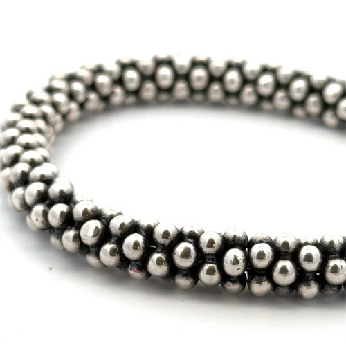 Lagos Caviar 925 Sterling Silver Beaded Pebbled 8" Signature Rope 6mm Bracelet - Picture 9 of 12