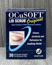 OCuSOFT Lid Scrub Original Pre-Moistened Pads Irritated Eyelid 30 Ct EXP 02/2027