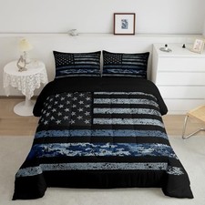American Flag Comforter Set - Blue Camouflage Bedding Set for Full Camo 02