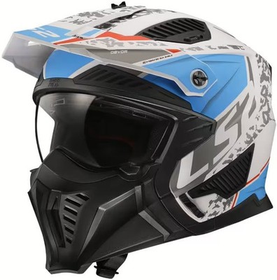 LS2 HELMETS HELM DRIFTER DEVOR Modularhelm OF 606 WEISS BLAU MATT  MOTORRRAD 