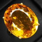 21.7Ct Golden Yellow Citrine 925 Sterling Silver White Gold Prong Rings Size 6.5
