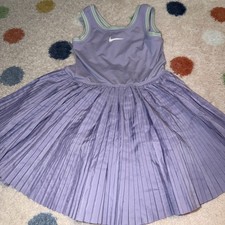 Nike Girls Dri-FIT Pleated Tennis Dress Lavender Purple Size 6X Built-in Shorts