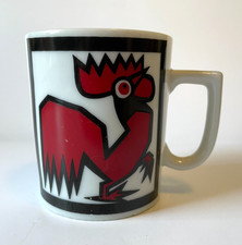 Vintage Mid Century Modern Red Rooster Chicken Mug Coffee Cup Made in Japan MCM