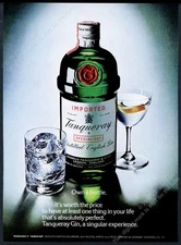 1974 Tanqueray gin bottle rocks glass martini photo vintage print ad