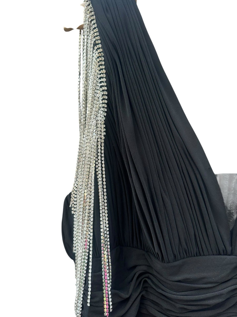 Mac Duggal Gown Dress Size 18W Black Beaded $598 76990 NEW