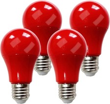 4 Pack Led Red Light Bulb 60w Equivalent A19 Color Bulbs E26 Medium...