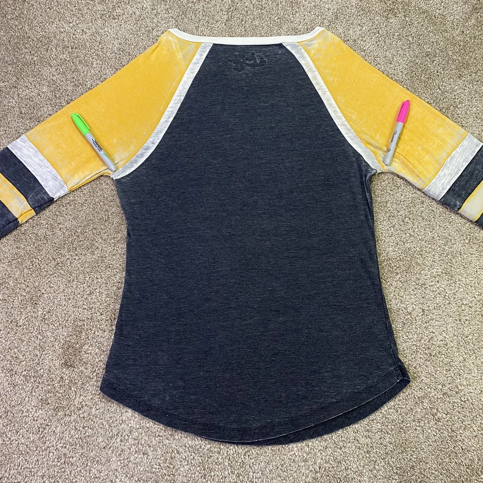 Camisa Boston Bruins Mujer L Gris Fina Con Cordones Top Alyssa Milano Touch Hockey NHL Foto 2 de 4