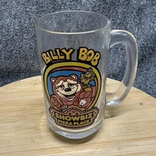 Vintage Billy Bob Show Biz Pizza Place 1980’s Glass Cup Stein Mug w/ Handle