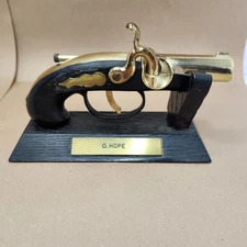 Vintage Derringer Gun Table Lighter With Stand 1960s Japan Nameplate O. Hope 