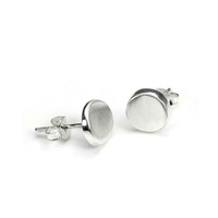 Sterling Silber Konkav Runde Ohrstecker 8 Mm