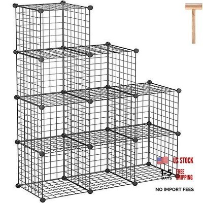 Wire Cube Storage - 9-Cube Organizer, Metal Grids, Modular 9 Cube Black