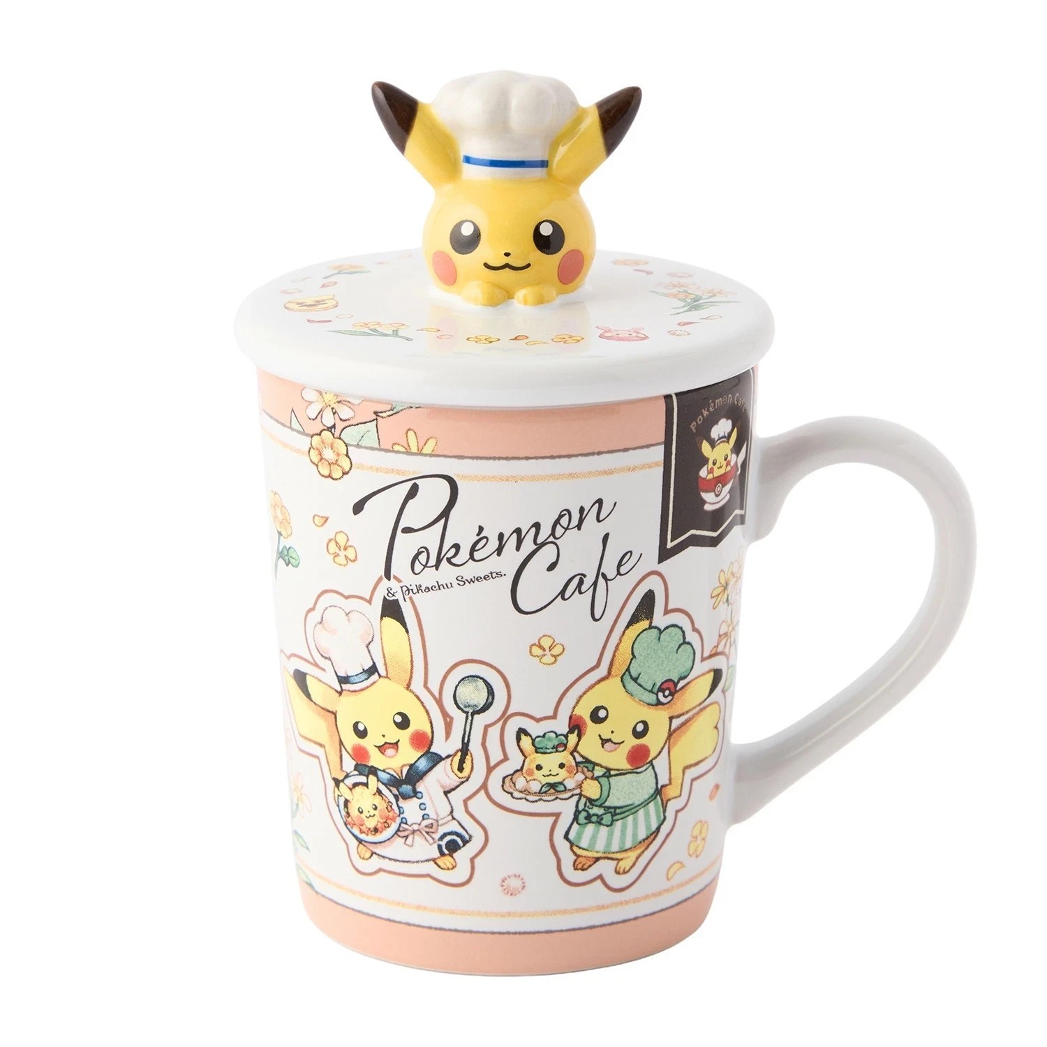 Taza Pokémon Café 2025 Chef Pikachu con Tapa - Taza Cerámica Exclusiva de Japón