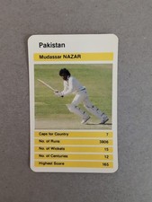 1979 Top Trumps World Cricketers Cricket Card PAKISTAN Mudassar Nazar
