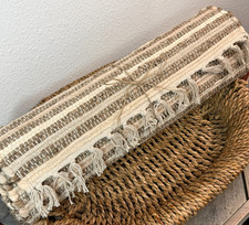 POTTERY BARN BELLPORT CHINDI COTTON JUTE TABLE RUNNER 18X108" TAUPE/IVORY *READ