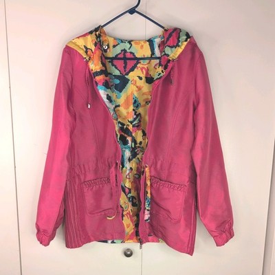 UBU Pack Your Personality Rain Coat Women's L Pink Yellow Blue Splash Reversible
