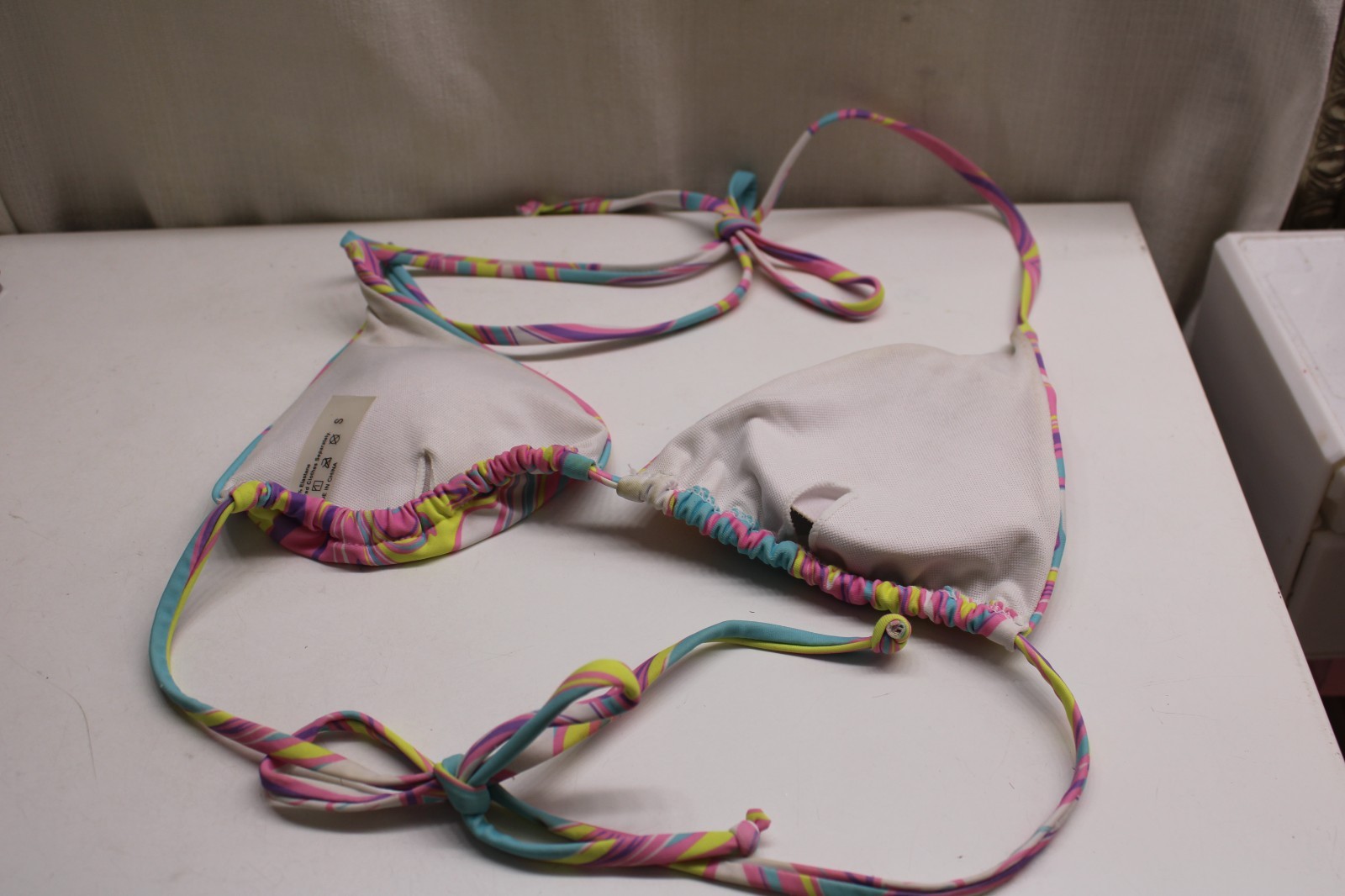 Melted Ice Cream Swirl String Triangle Bikini Top… - image 5