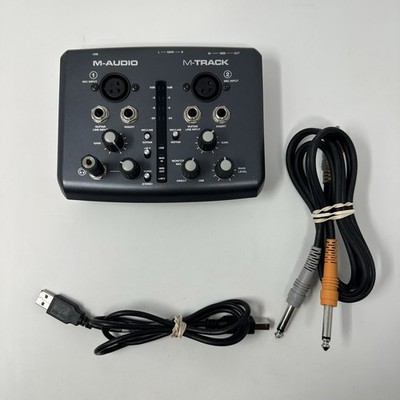 M-Audio M-Track USB Audio Interface 2-Channel MIDI I/O XLR Phantom + Cables