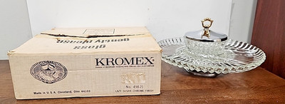 VINTAGE KROMEX LAZY SUSAN IN BOX #498-21 - CHROME FINISH