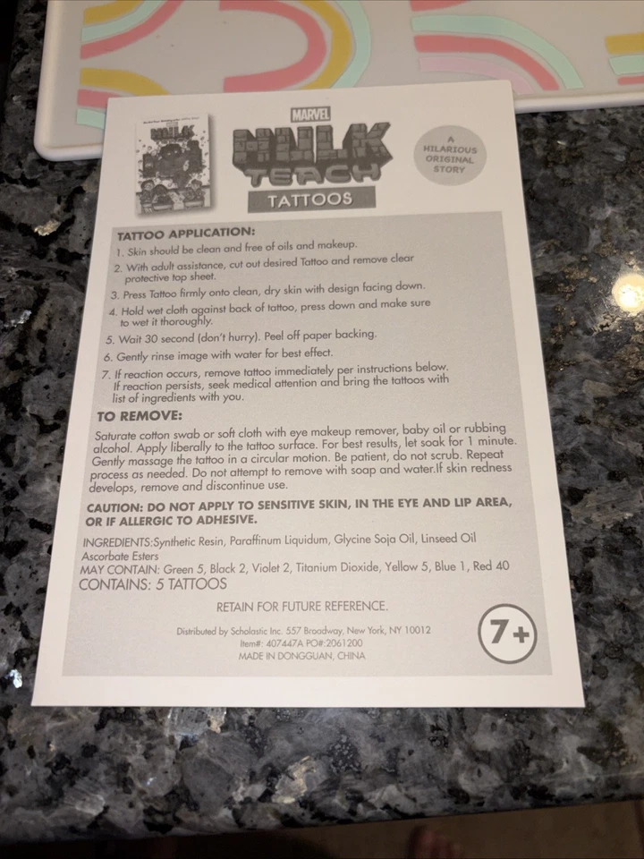 Hoja de tatuaje NYCC HULK TEACH 2025 Foto 4 de 4