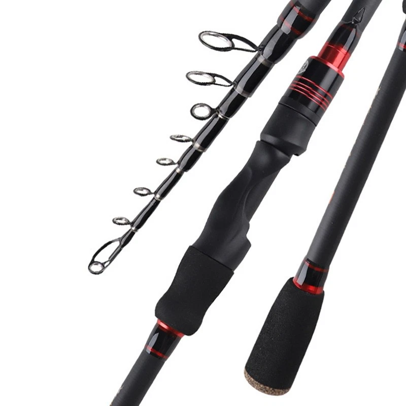 Telescopic Fishing Rod 7' Baitcast Lure Rod Carbon Fiber Spinning Casting Travel