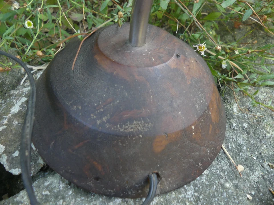 Olivier Mourgue ? Lampe de Bureau socle et abat jour  en bois pied Métal 1960 38 - Photo 4/4