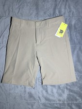 NWT All In Motion Boys Khaki Golf Shorts Size 12 Button Closure