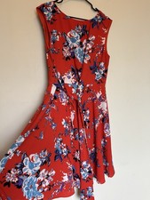 Tahari ASL Dress Sz 14 Midi Faux Wrap Tie Floral Feminine Shift Cottage Peasant