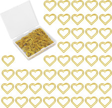 100Pcs Gold Heart Paper Clips, Cute Love Heart Decorative Paper Clips Bookmark S