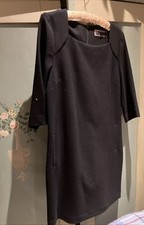Betty Jackson Black Size 12 Evening Day Smart Party Dress 3/4 Sleeves