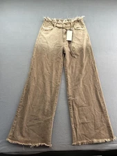Muséra Jeans Womens 30 Brown Wide Leg High Rise Frayed Hem Distressed New Pants