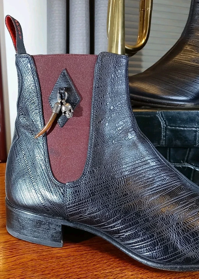 Jeffery West Borgoña Cuero Brogue Chelsea Botas Zapatos Hombres Talla ~ UK 8/US 9/EU 42 Foto 2 de 4